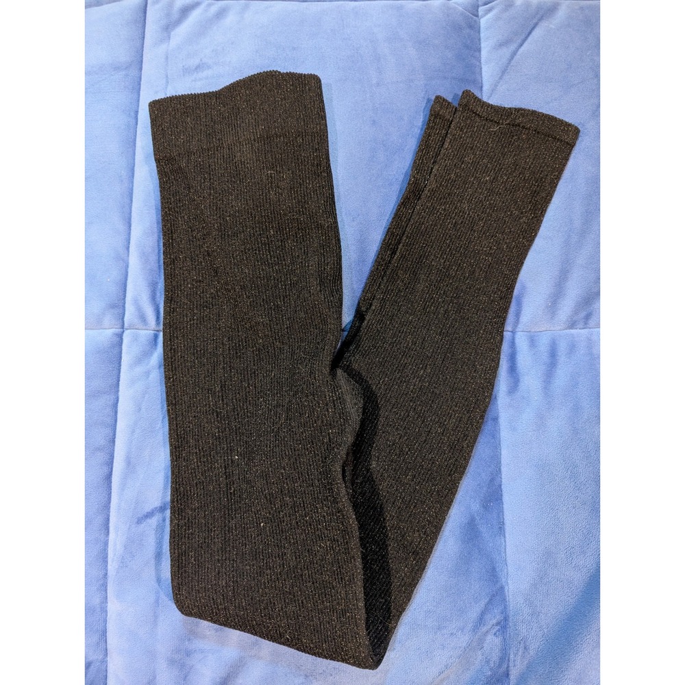 Zara Metallic Knit Leggings Black Shimmer High Rise Ribbed NWT - Size M/L